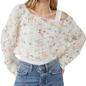 $148 Free People Sunset Cloud Pullover Sweater XS Cropped Confetti Knit